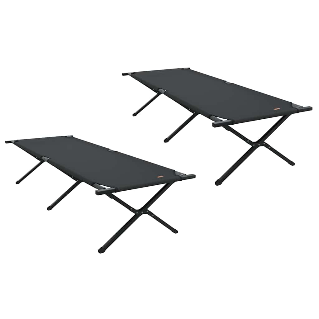Opvouwbaar Camping Bed 2 pcs Zwart 210 x 80 x 46 cm Oxford stof is nu te koop bij PeponiXL, paradijselijk wonen!