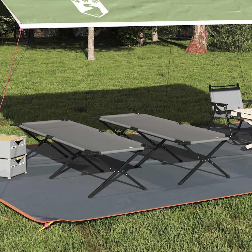 Opvouwbaar Camping Bed 2 pcs Grijs 210 x 80 x 46 cm Oxford stof is nu te koop bij PeponiXL, paradijselijk wonen!