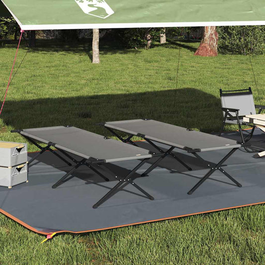 Opvouwbaar Camping Bed 2 pcs Grijs 210 x 80 x 46 cm Oxford stof is nu te koop bij PeponiXL, paradijselijk wonen!