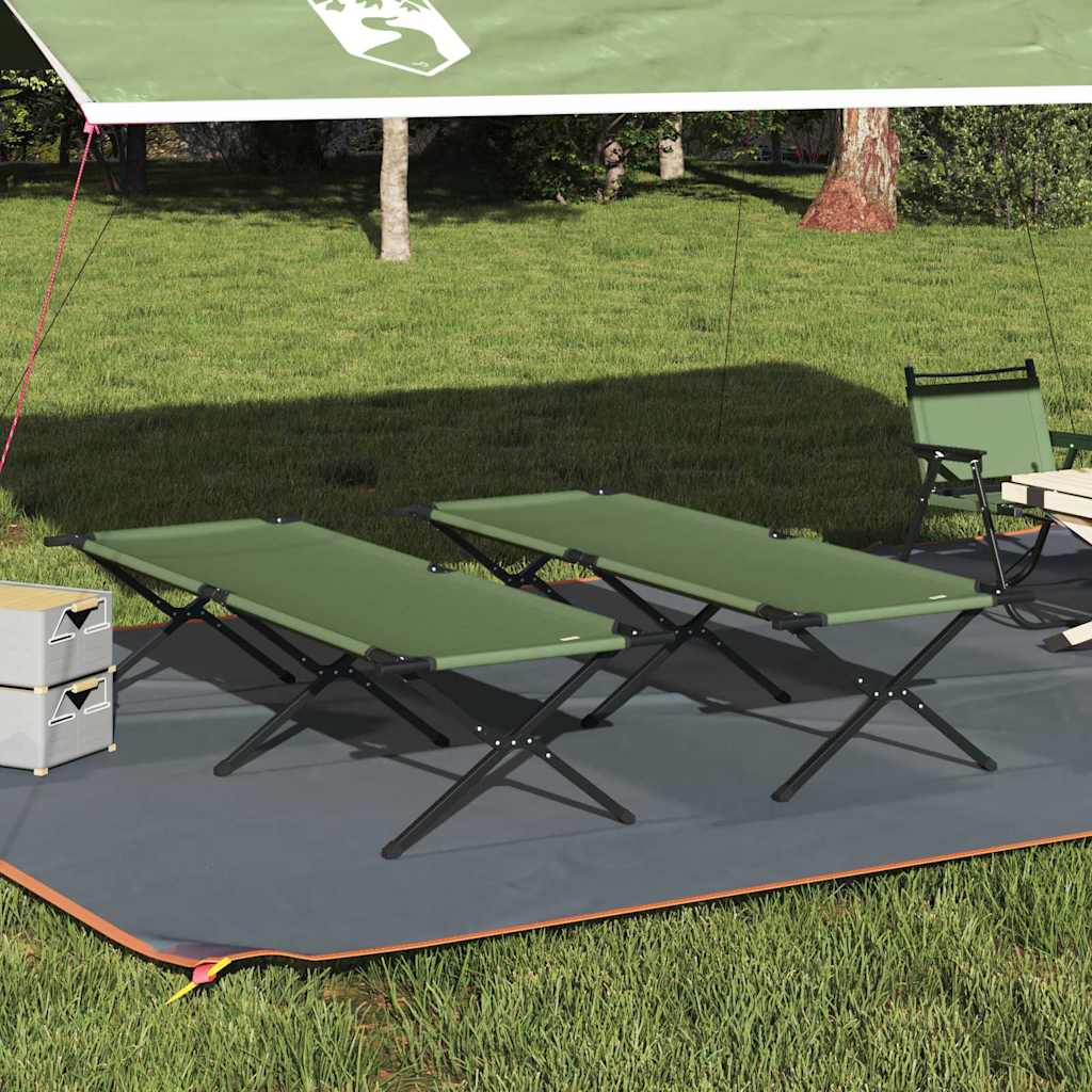 Opvouwbaar Camping Bed 2 pcs Groen 210 x 80 x 46 cm Oxford stof is nu te koop bij PeponiXL, paradijselijk wonen!
