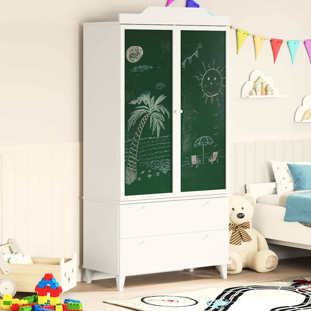 Krijtbord Kast met lade ROROS Wit 90 x 45 x 180 cm Bewerkt hout is nu te koop bij PeponiXL, paradijselijk wonen!