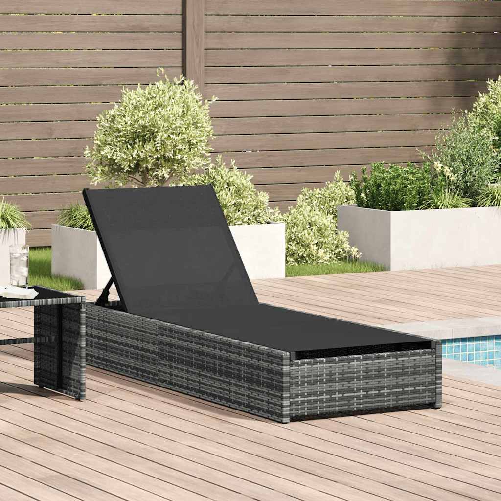 Ligstoel Grijs 200.5 x 70 x 75 cm poly rattan is nu te koop bij PeponiXL, paradijselijk wonen!