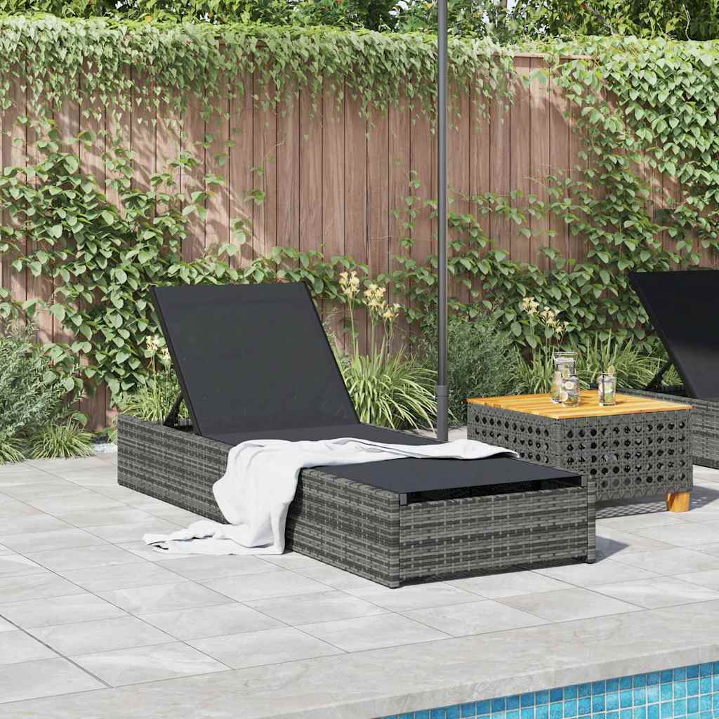 Ligstoel Grijs 200.5 x 70 x 75 cm poly rattan is nu te koop bij PeponiXL, paradijselijk wonen!