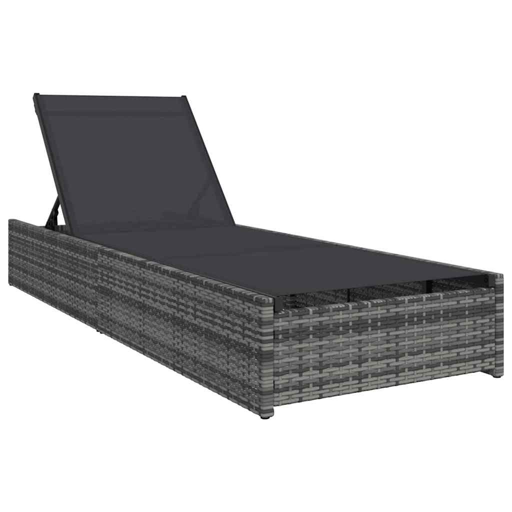 Ligstoel Grijs 200.5 x 70 x 75 cm poly rattan is nu te koop bij PeponiXL, paradijselijk wonen!