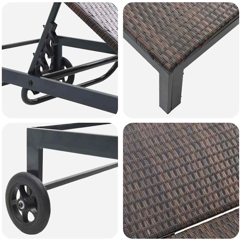 Ligstoel 2-persoon 3 pcs Bruin poly rattan is nu te koop bij PeponiXL, paradijselijk wonen!