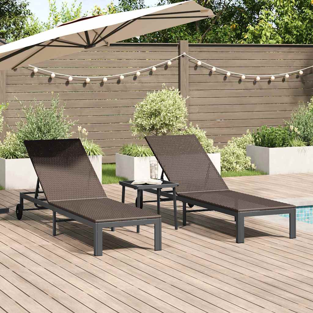 Ligstoel 2-persoon 3 pcs Bruin poly rattan is nu te koop bij PeponiXL, paradijselijk wonen!