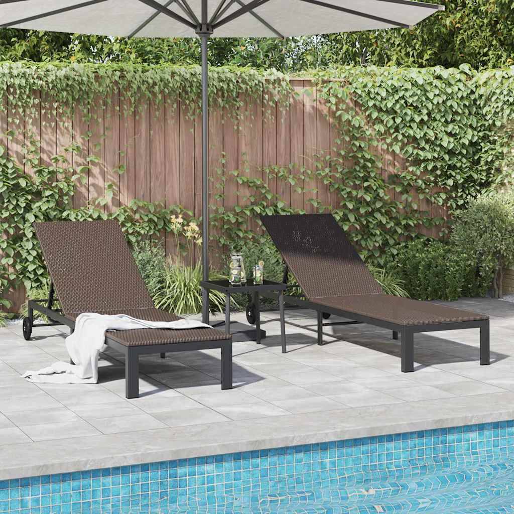 Ligstoel 2-persoon 3 pcs Bruin poly rattan is nu te koop bij PeponiXL, paradijselijk wonen!