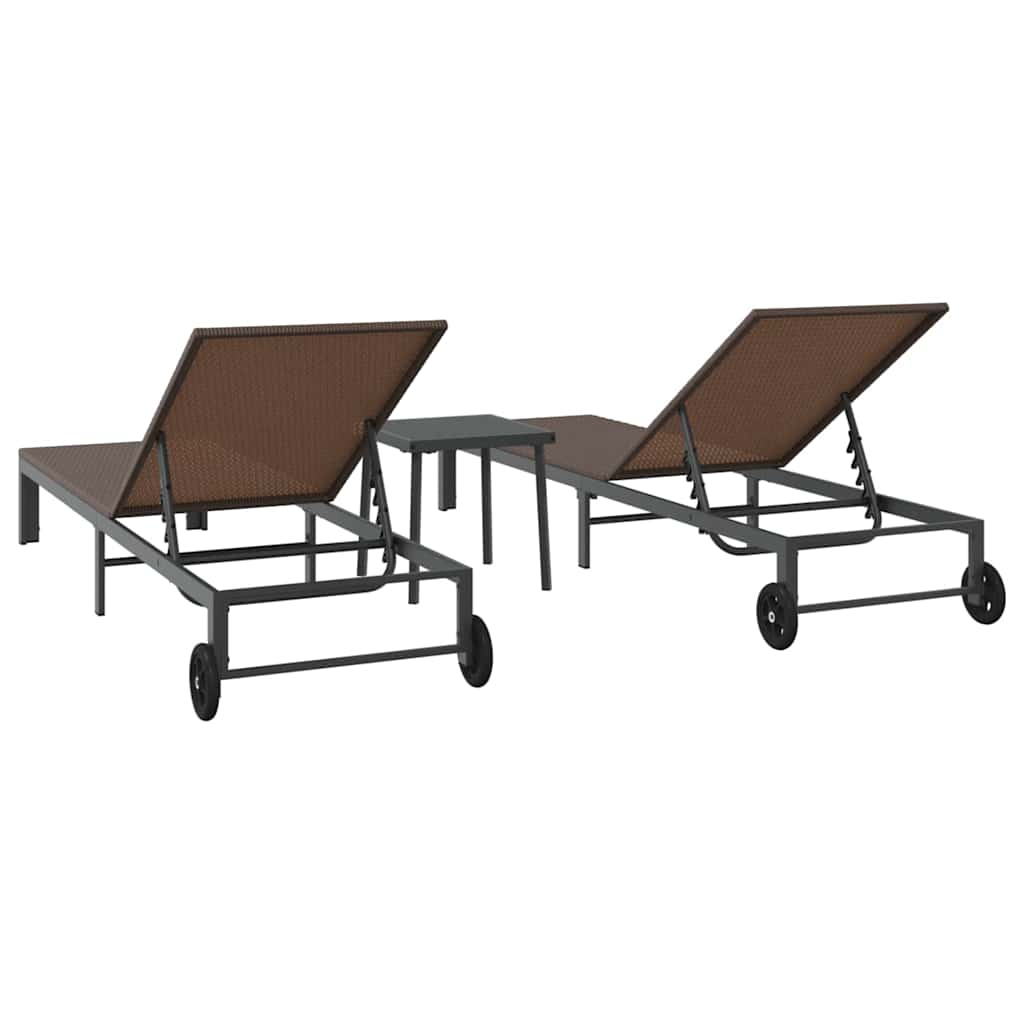 Ligstoel 2-persoon 3 pcs Bruin poly rattan is nu te koop bij PeponiXL, paradijselijk wonen!