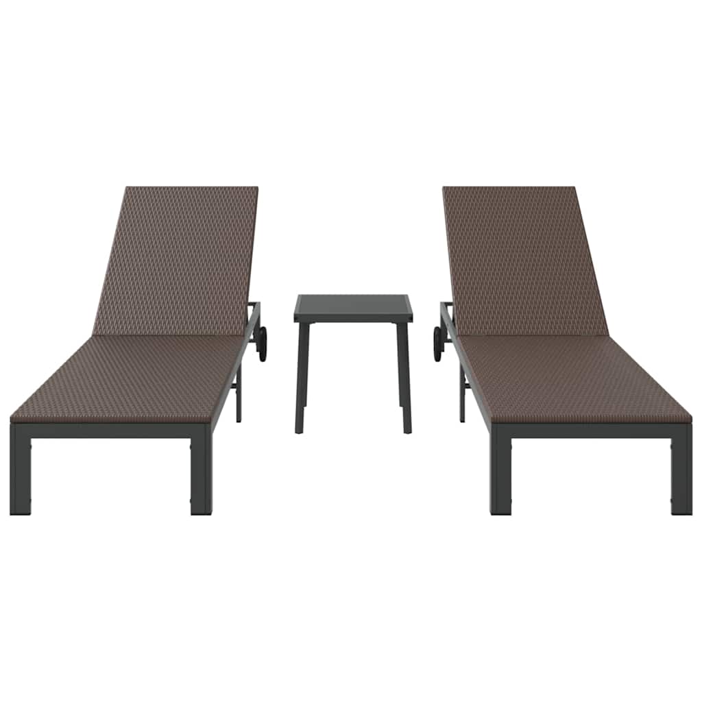 Ligstoel 2-persoon 3 pcs Bruin poly rattan is nu te koop bij PeponiXL, paradijselijk wonen!
