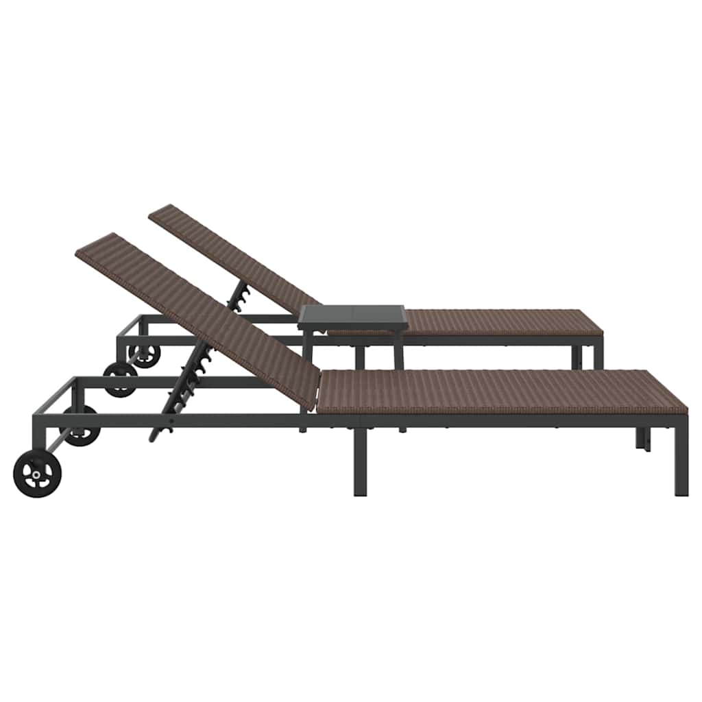 Ligstoel 2-persoon 3 pcs Bruin poly rattan is nu te koop bij PeponiXL, paradijselijk wonen!