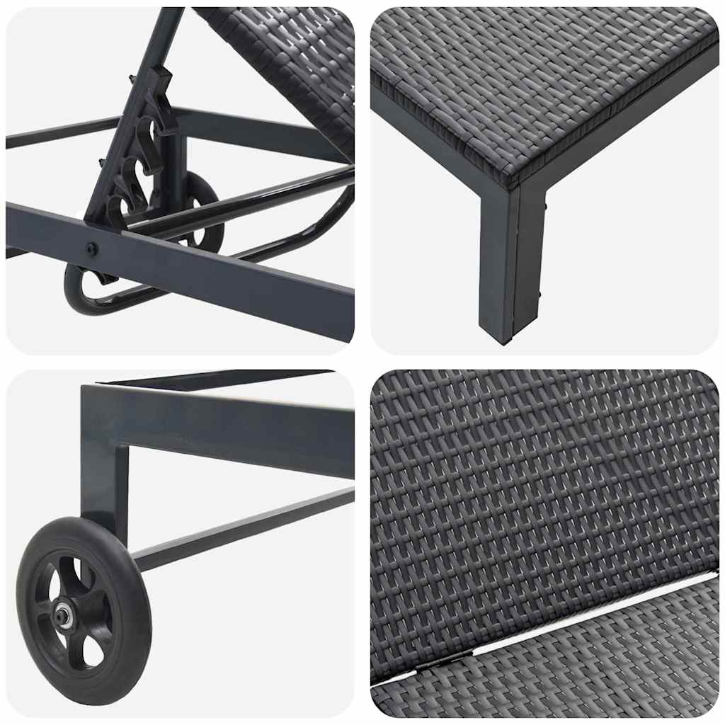 Ligstoel 2-persoon 3 pcs Zwart poly rattan is nu te koop bij PeponiXL, paradijselijk wonen!