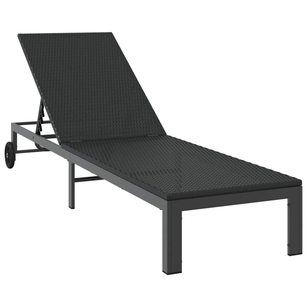 Ligstoel 2-persoon 3 pcs Zwart poly rattan is nu te koop bij PeponiXL, paradijselijk wonen!