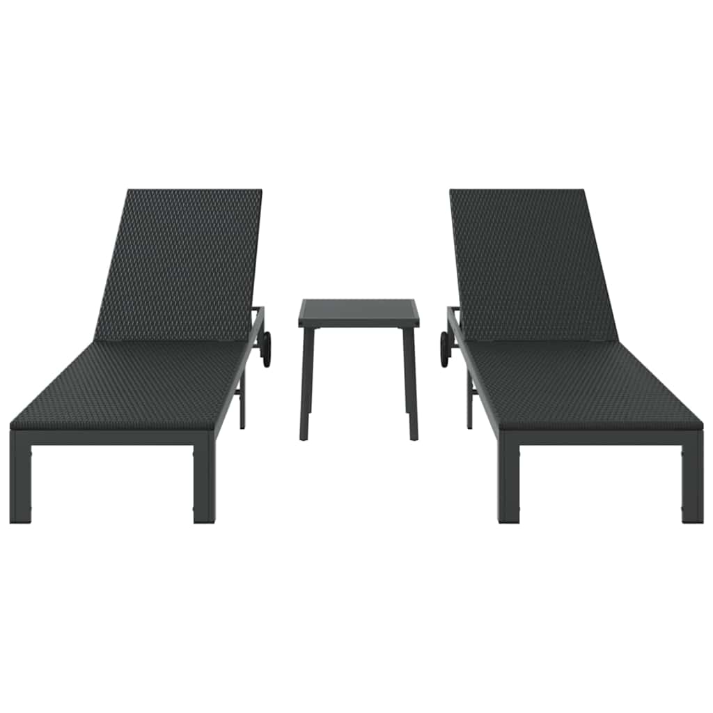 Ligstoel 2-persoon 3 pcs Zwart poly rattan is nu te koop bij PeponiXL, paradijselijk wonen!