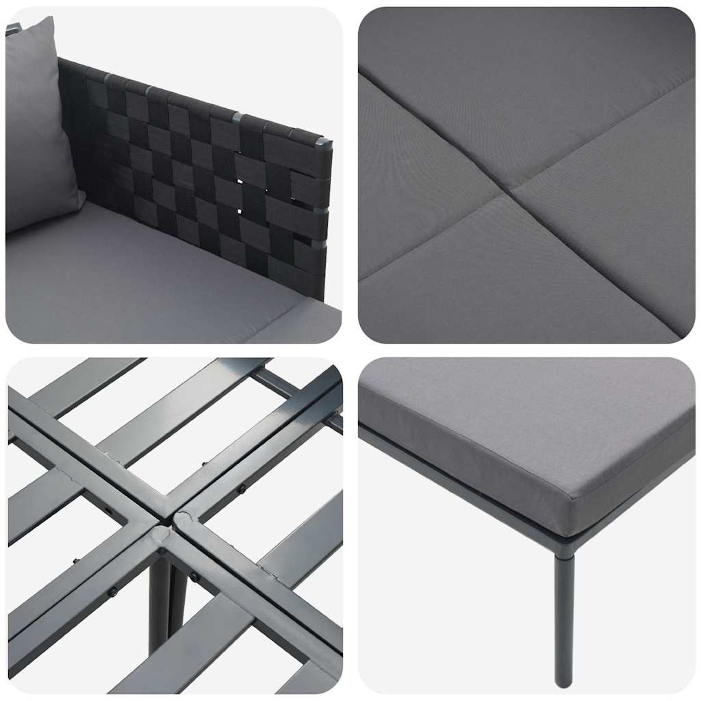 Ligstoel Antraciet 153 x 115 x 69.5 cm Gepoedercoat staal is nu te koop bij PeponiXL, paradijselijk wonen!