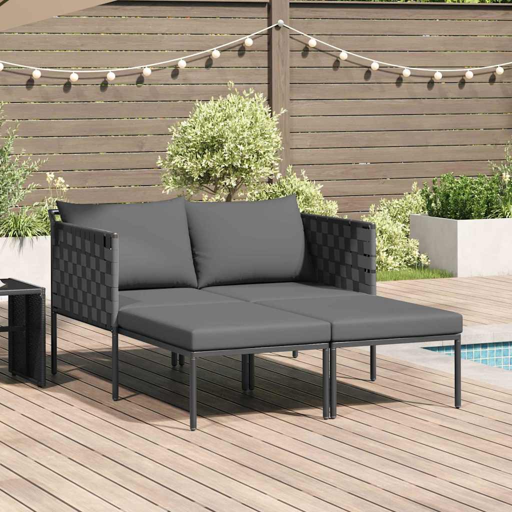 Ligstoel Antraciet 153 x 115 x 69.5 cm Gepoedercoat staal is nu te koop bij PeponiXL, paradijselijk wonen!