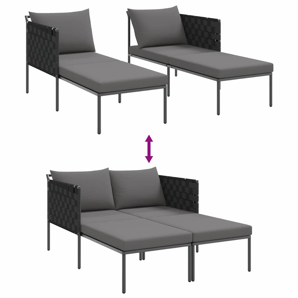 Ligstoel Antraciet 153 x 115 x 69.5 cm Gepoedercoat staal is nu te koop bij PeponiXL, paradijselijk wonen!
