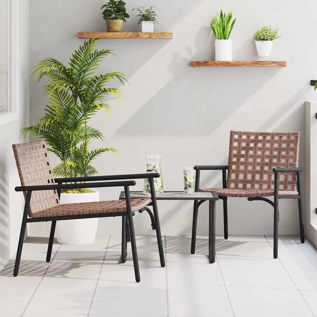 Tuinstoel 2 pcs Bruin 78 x 55,5 x 75,5 cm poly rattan is nu te koop bij PeponiXL, paradijselijk wonen!