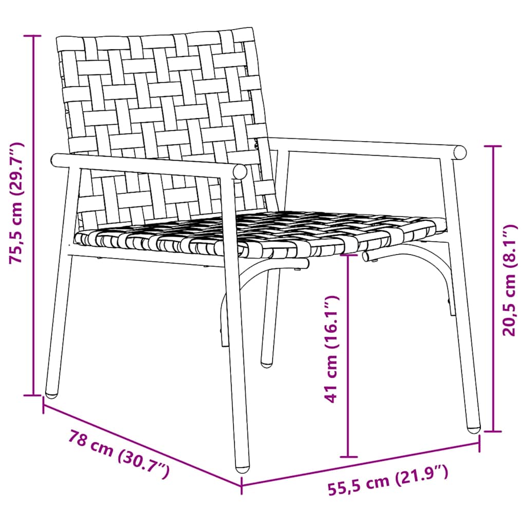 Tuinstoel 2 pcs Bruin 78 x 55,5 x 75,5 cm poly rattan is nu te koop bij PeponiXL, paradijselijk wonen!
