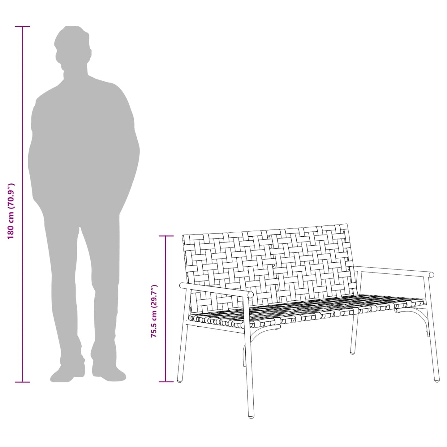 Tuinstoel Bruin 110,5 x 79 x 75,5 cm poly rattan is nu te koop bij PeponiXL, paradijselijk wonen!