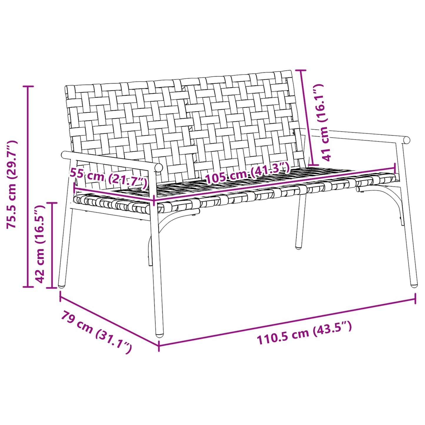 Tuinstoel Bruin 110,5 x 79 x 75,5 cm poly rattan is nu te koop bij PeponiXL, paradijselijk wonen!