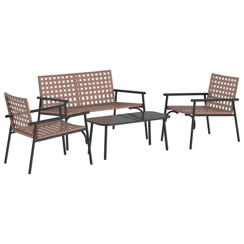 Tuin eettafelset 4 pcs Bruin poly rattan is nu te koop bij PeponiXL, paradijselijk wonen!