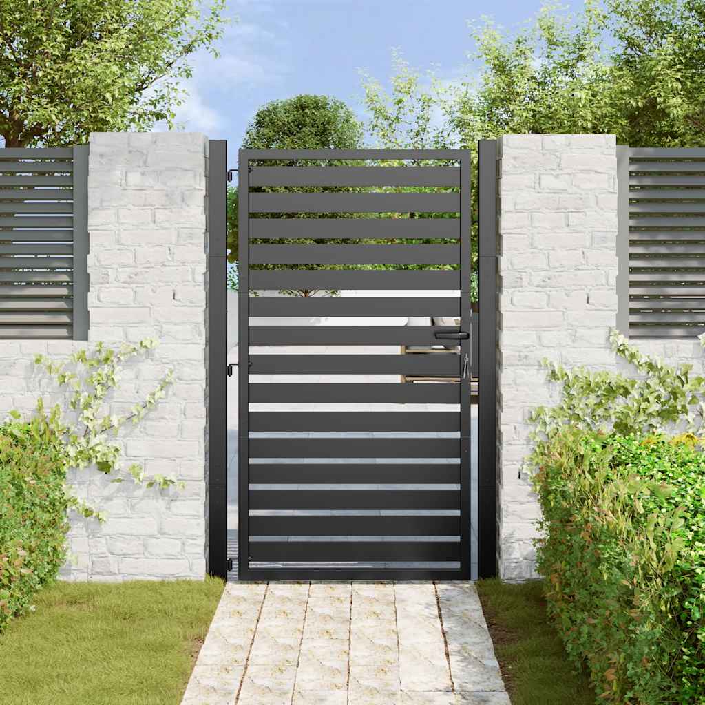 Tuinpoort afsluitbaar 100x150 cm aluminium zwart is nu te koop bij PeponiXL, paradijselijk wonen!