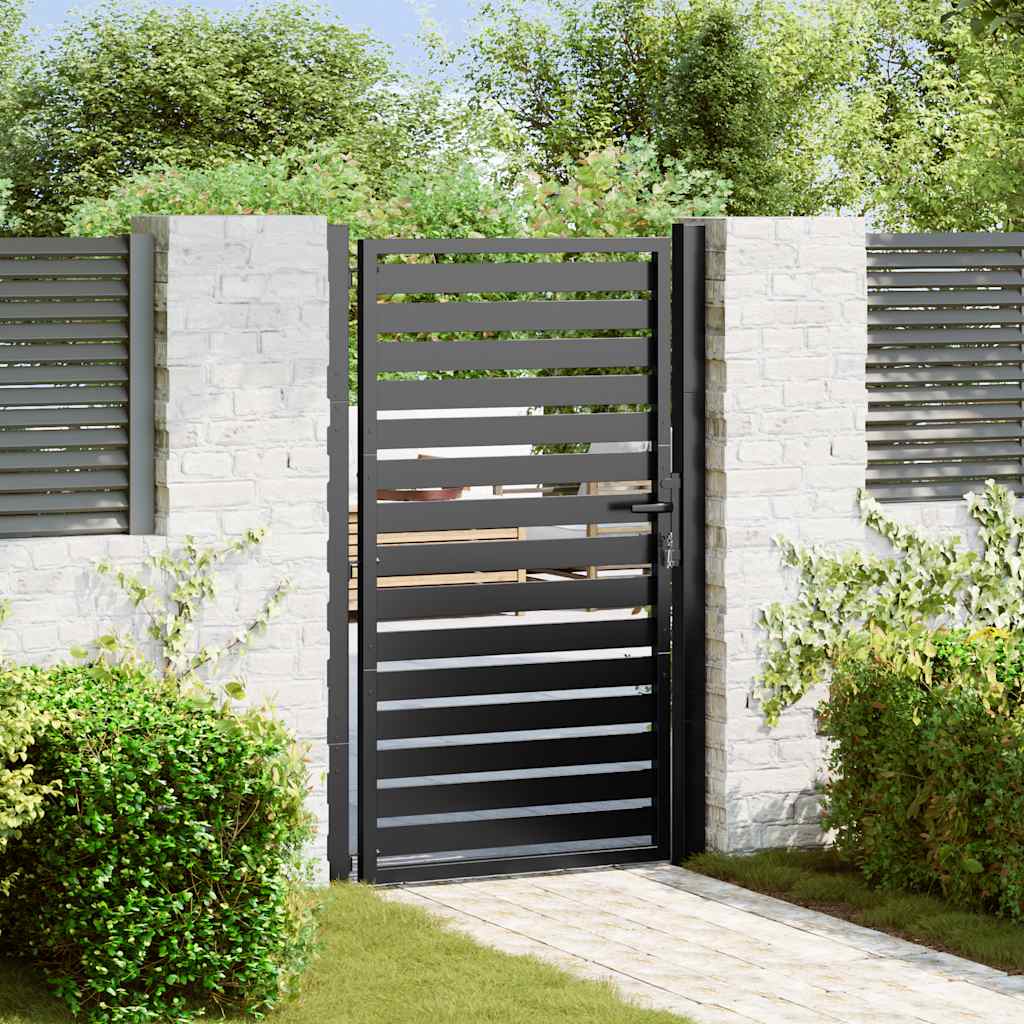 Tuinpoort afsluitbaar 100x150 cm aluminium zwart is nu te koop bij PeponiXL, paradijselijk wonen!