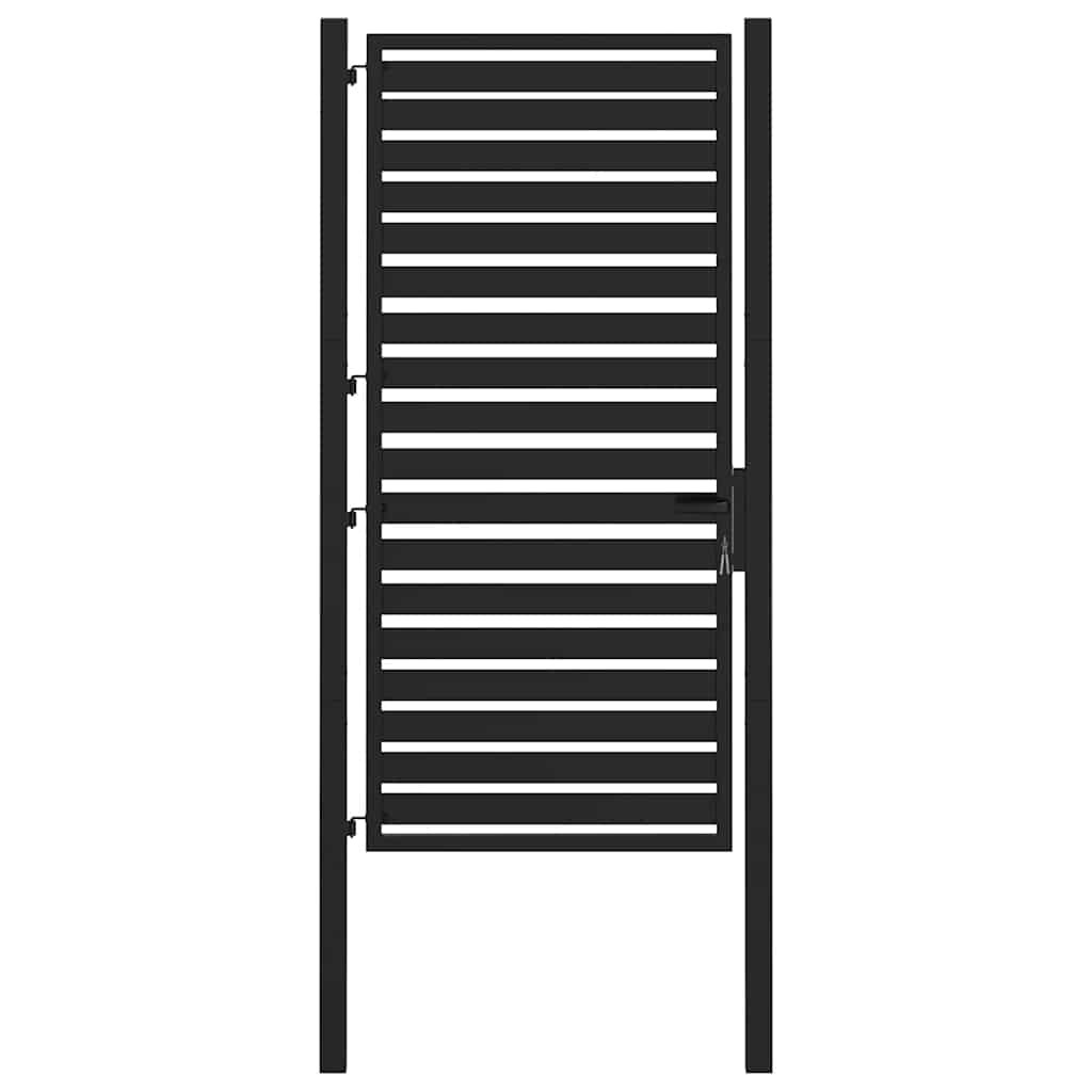 Tuinhek afsluitbaar 100x180 cm aluminium zwart is nu te koop bij PeponiXL, paradijselijk wonen!