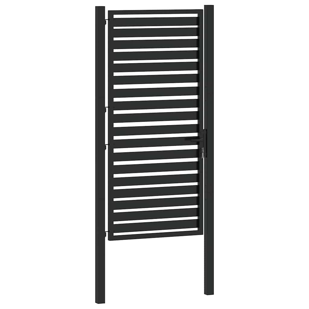 Tuinhek afsluitbaar 100x180 cm aluminium zwart is nu te koop bij PeponiXL, paradijselijk wonen!