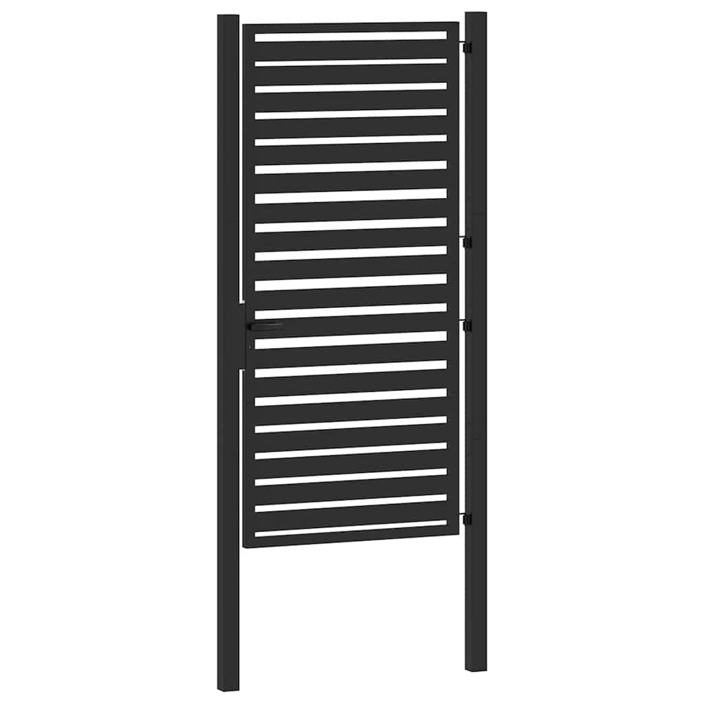 Tuinhek afsluitbaar 100x180 cm aluminium zwart is nu te koop bij PeponiXL, paradijselijk wonen!