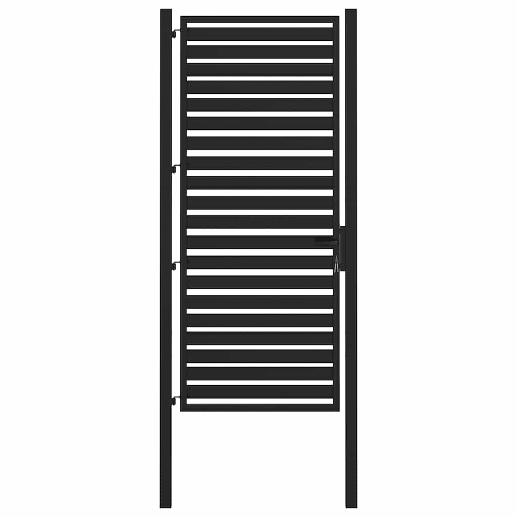 Tuinhek afsluitbaar 100x200 cm aluminium zwart is nu te koop bij PeponiXL, paradijselijk wonen!