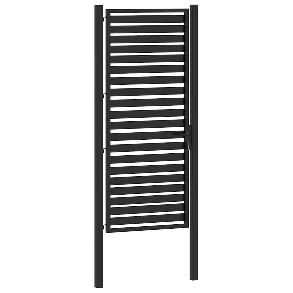 Tuinhek afsluitbaar 100x200 cm aluminium zwart is nu te koop bij PeponiXL, paradijselijk wonen!