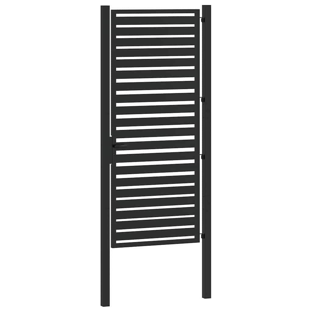 Tuinhek afsluitbaar 100x200 cm aluminium zwart is nu te koop bij PeponiXL, paradijselijk wonen!