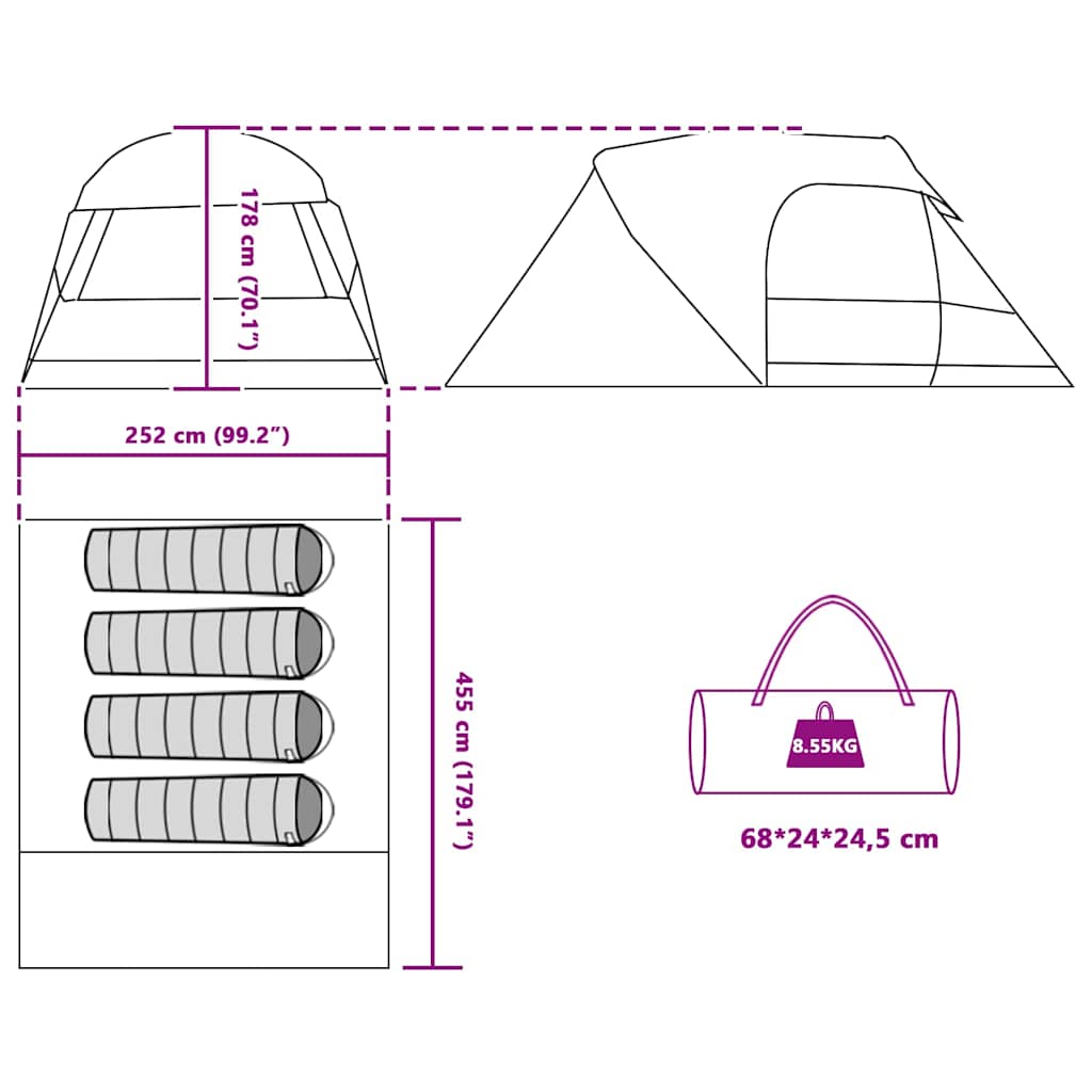 Dome Tent 4-Person met dak met opslag Blauw 455 x 252 x 178 cm is nu te koop bij PeponiXL, paradijselijk wonen!