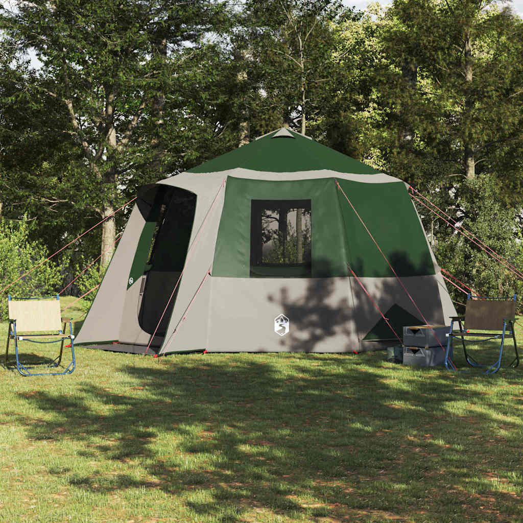 Cabin Tent 12-Person met dak Groen en Wit 405 x 405 x 273 cm is nu te koop bij PeponiXL, paradijselijk wonen!