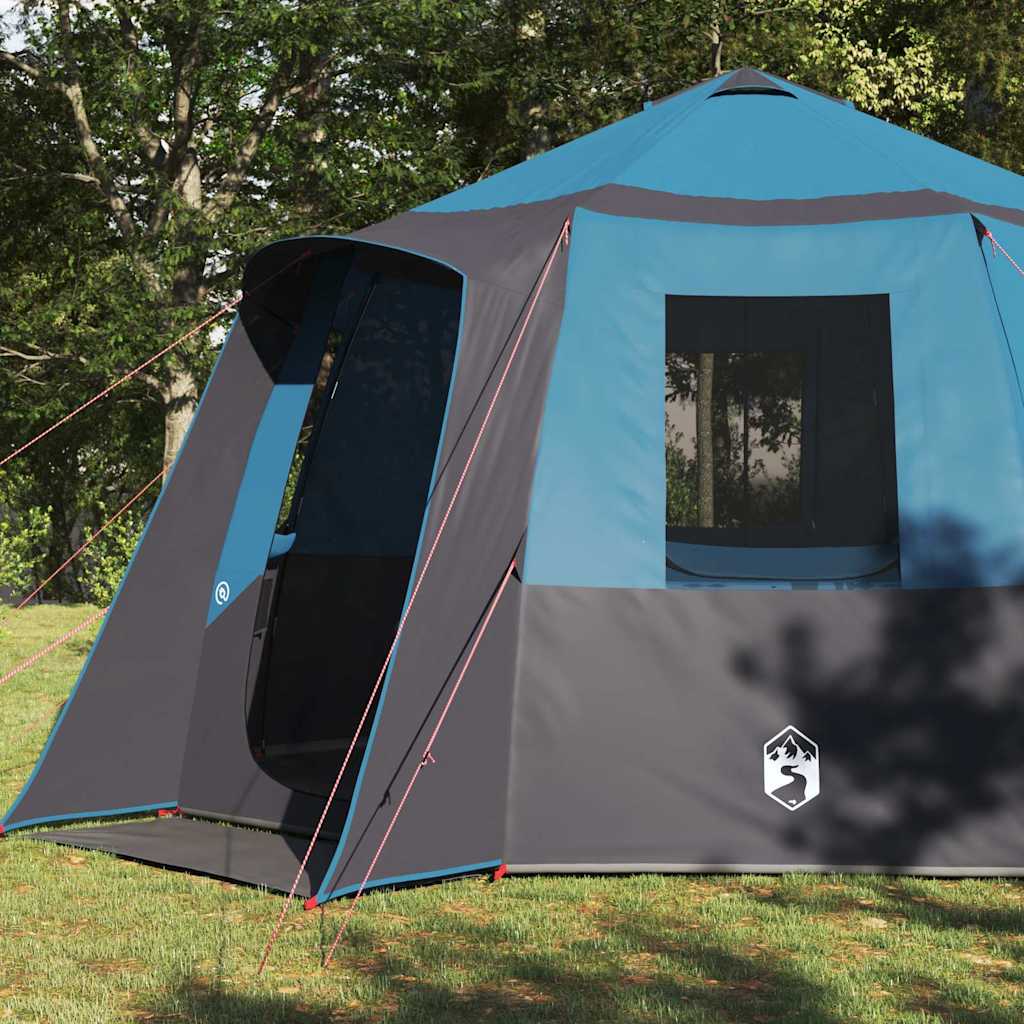 Cabin Tent 12-Person met dak Blauw en Grijs 405 x 405 x 273 cm is nu te koop bij PeponiXL, paradijselijk wonen!