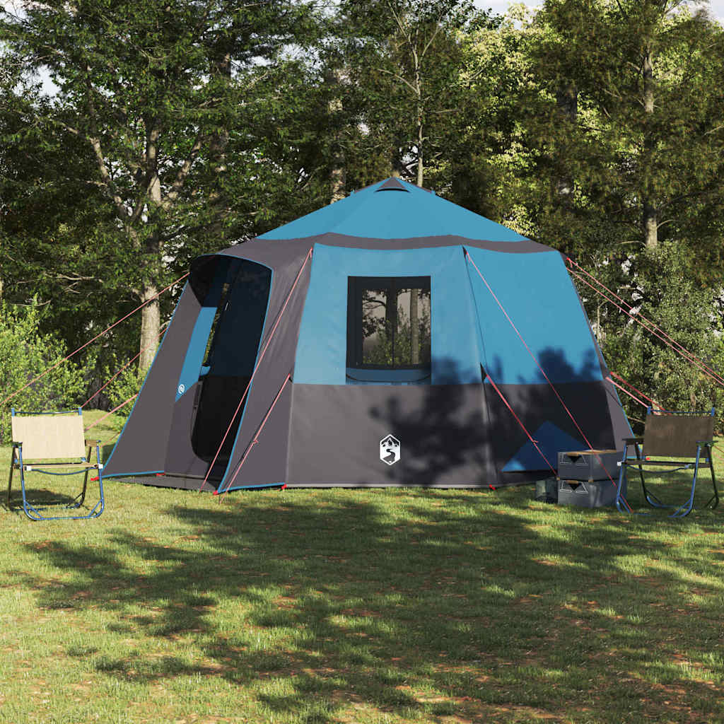 Cabin Tent 12-Person met dak Blauw en Grijs 405 x 405 x 273 cm is nu te koop bij PeponiXL, paradijselijk wonen!
