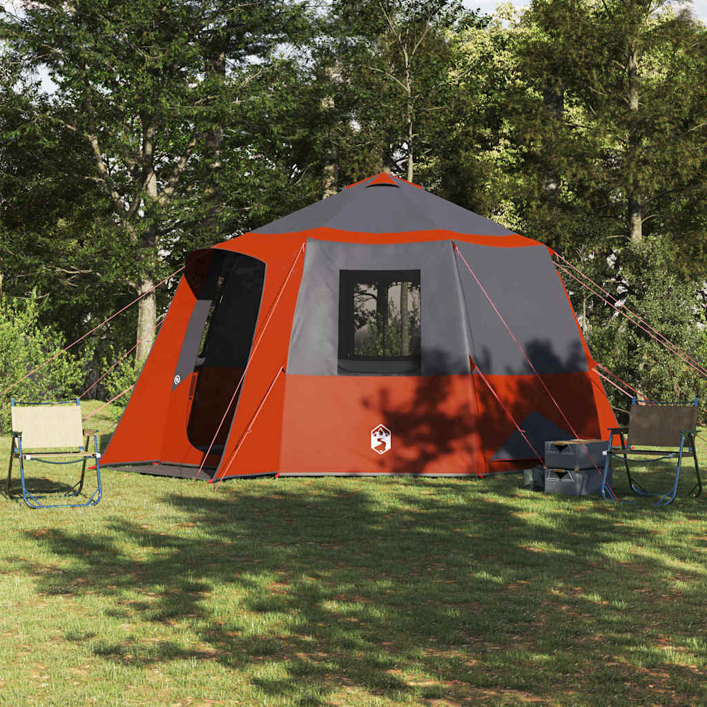 Cabin Tent 12-Person met dak Grijs en Oranje 405 x 405 x 273 cm is nu te koop bij PeponiXL, paradijselijk wonen!