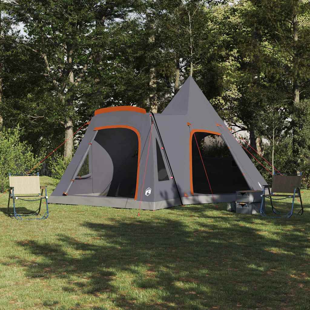 Teepee Tent 5-Person met dak Grijs en Oranje 545 x 450 x 295 cm is nu te koop bij PeponiXL, paradijselijk wonen!