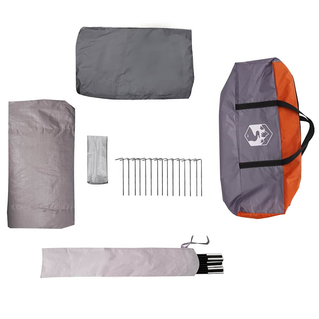 Tunnel Tent 8-Person met dak Grijs en Oranje 710 x 460 x 245 cm is nu te koop bij PeponiXL, paradijselijk wonen!