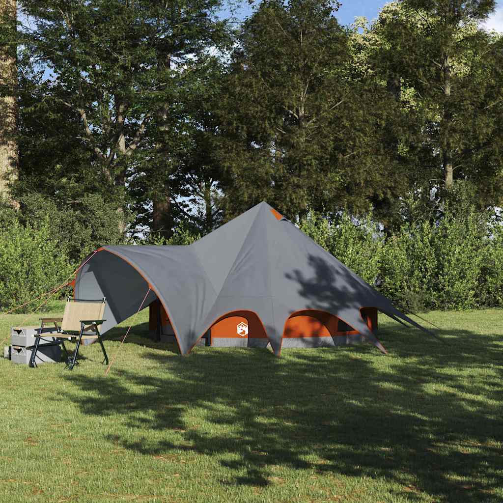 Teepee Tent 3-Person met dak Grijs en Oranje 600 x 600 x 347 cm is nu te koop bij PeponiXL, paradijselijk wonen!