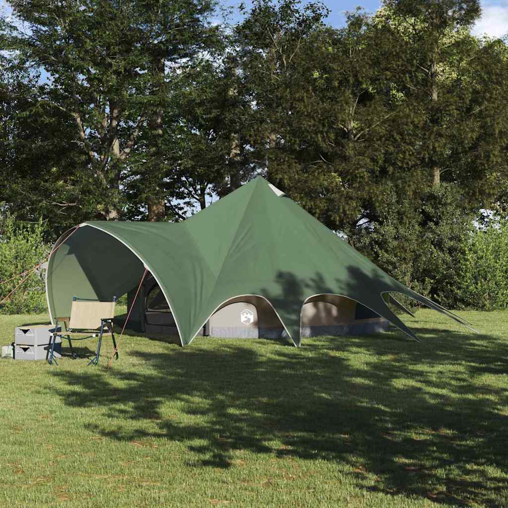 Teepee Tent 5-Person met dak Groen en Grijs 600 x 600 x 347 cm is nu te koop bij PeponiXL, paradijselijk wonen!