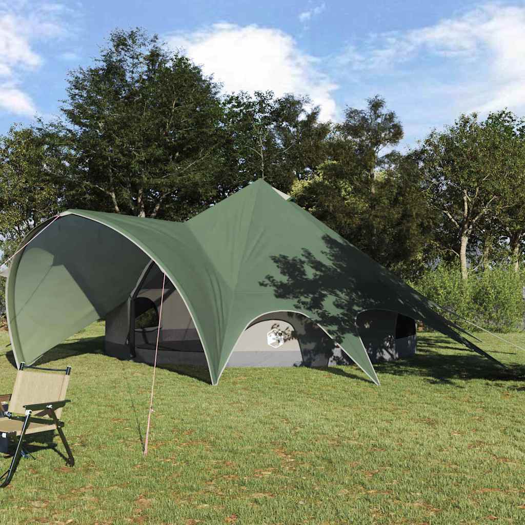 Teepee Tent 7-Persoon met dak Groen en Grijs 600 x 600 x 347 cm is nu te koop bij PeponiXL, paradijselijk wonen!
