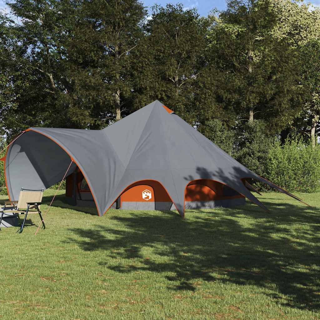 Teepee Tent voor 9 Personen Grijs en Oranje 502 x 502 x 297 cm is nu te koop bij PeponiXL, paradijselijk wonen!