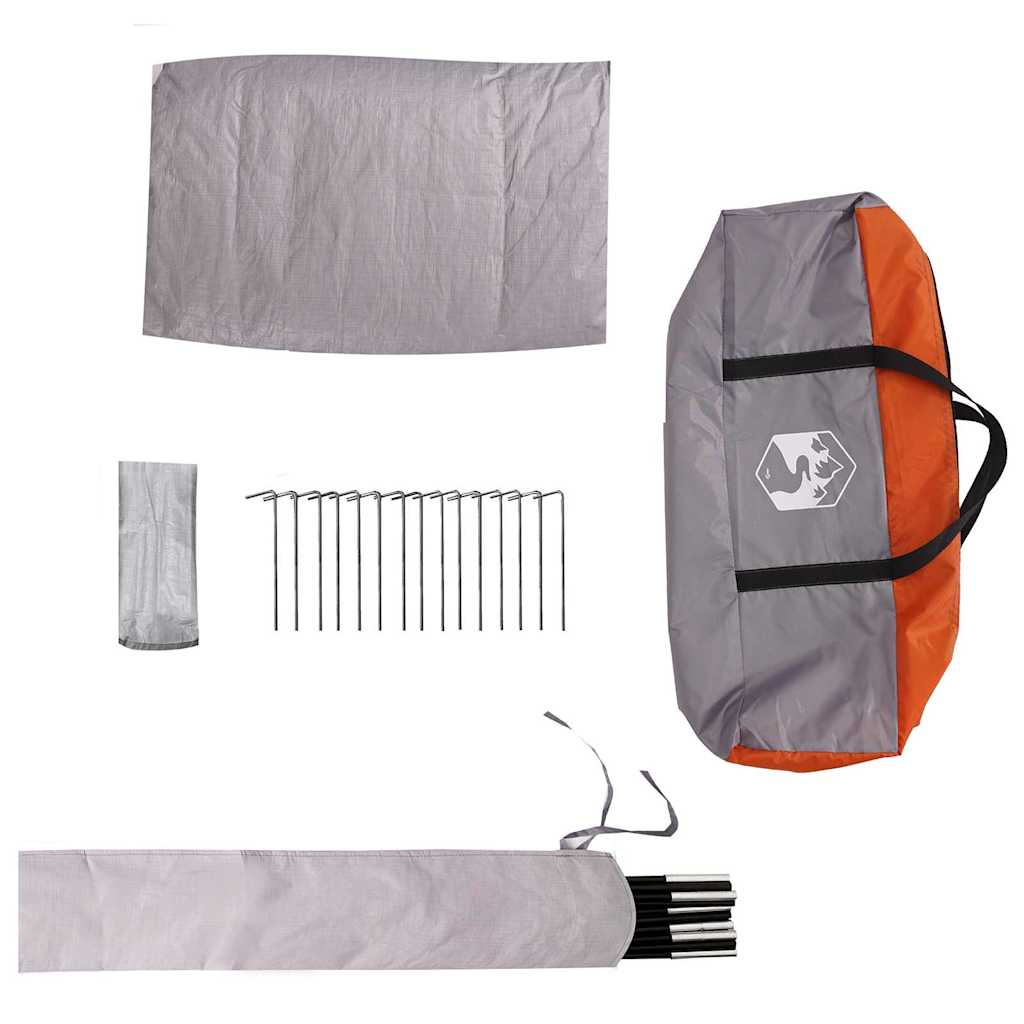 Dome Tent 4-Person met dak Grijs en Oranje 505 x 450 x 248 cm is nu te koop bij PeponiXL, paradijselijk wonen!