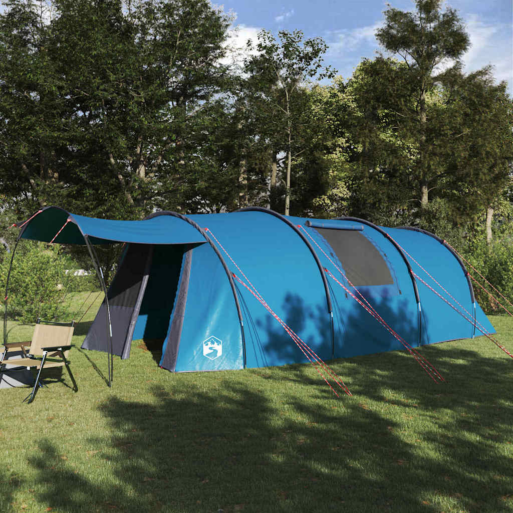 Tunnel Tent 4-Person met dak Blauw en Grijs 740 x 370 x 220 cm is nu te koop bij PeponiXL, paradijselijk wonen!