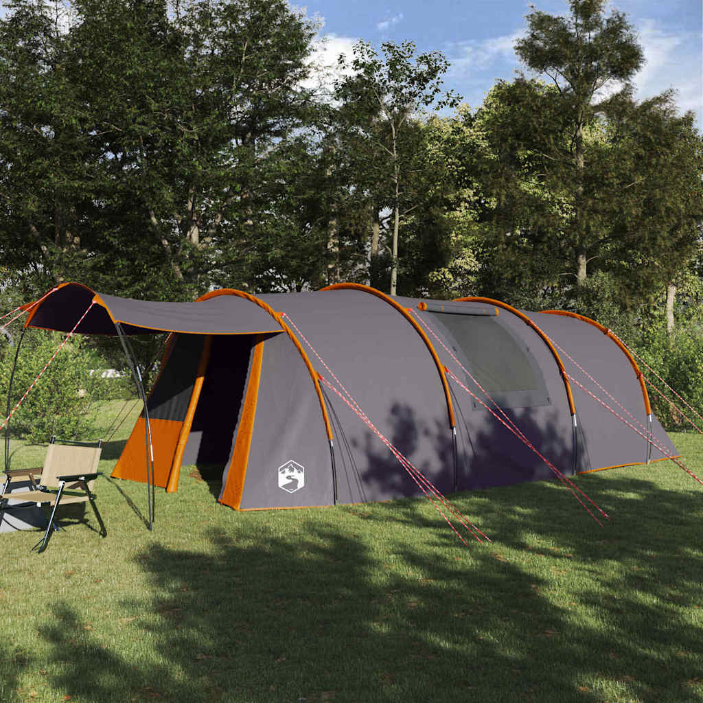 Tunnel Tent 4-Person met dak Grijs en Oranje 740 x 370 x 220 cm is nu te koop bij PeponiXL, paradijselijk wonen!