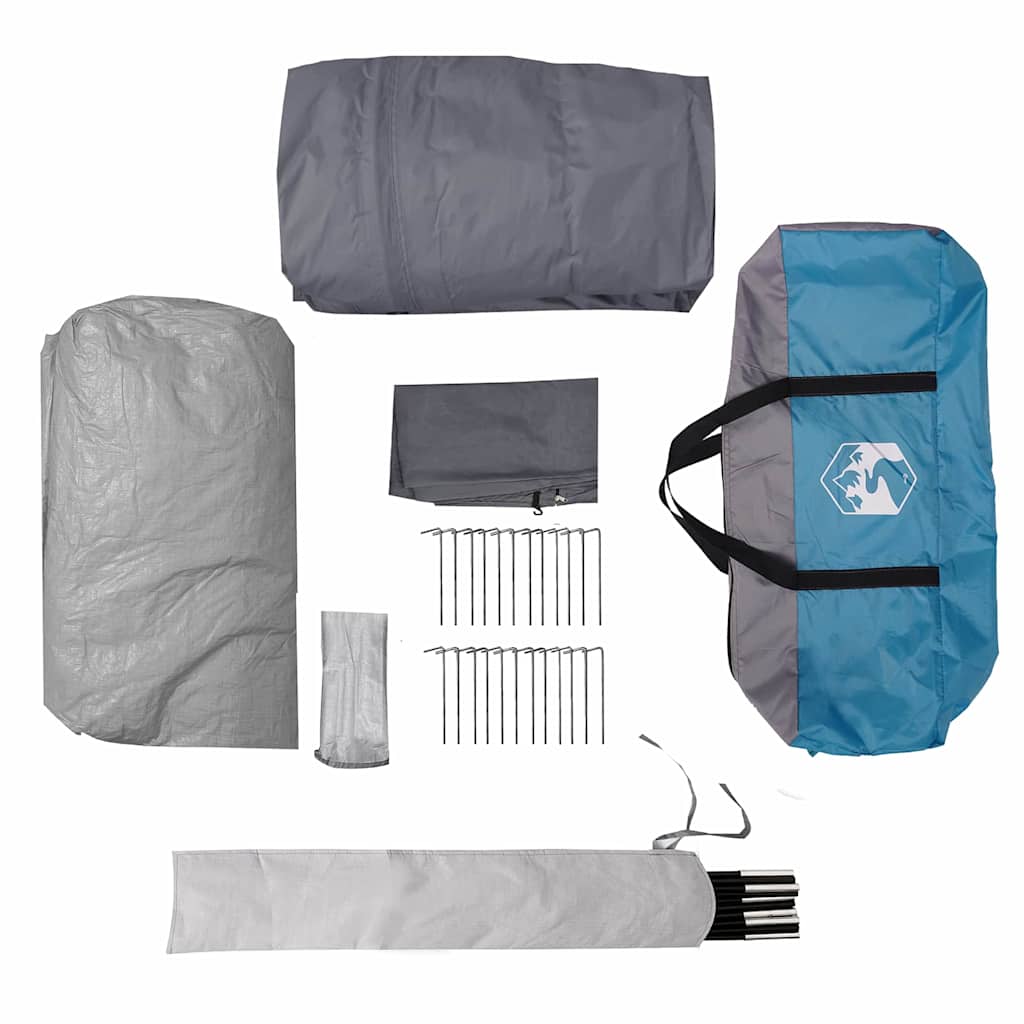 Tunnel Tent 5-Person met dak Blauw en Grijs 805 x 405 x 211 cm is nu te koop bij PeponiXL, paradijselijk wonen!