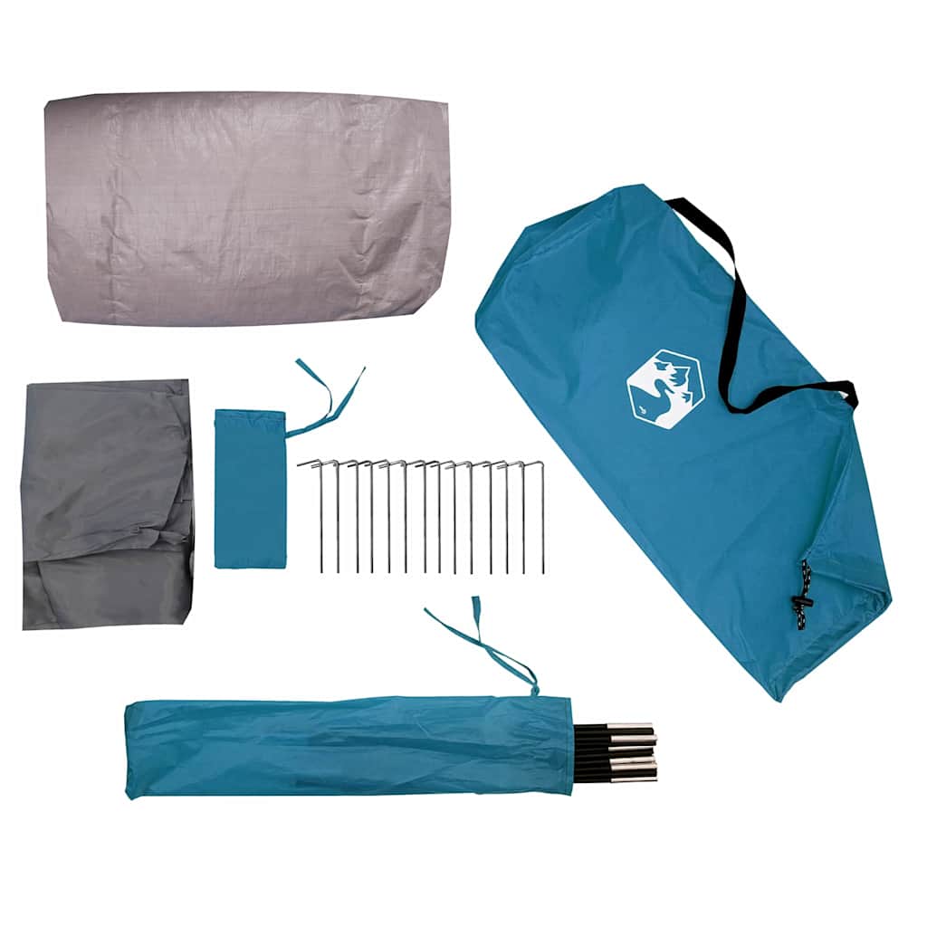 Tunnel Tent 4-Person met dak Blauw en Grijs 318 x 275 x 140 cm is nu te koop bij PeponiXL, paradijselijk wonen!