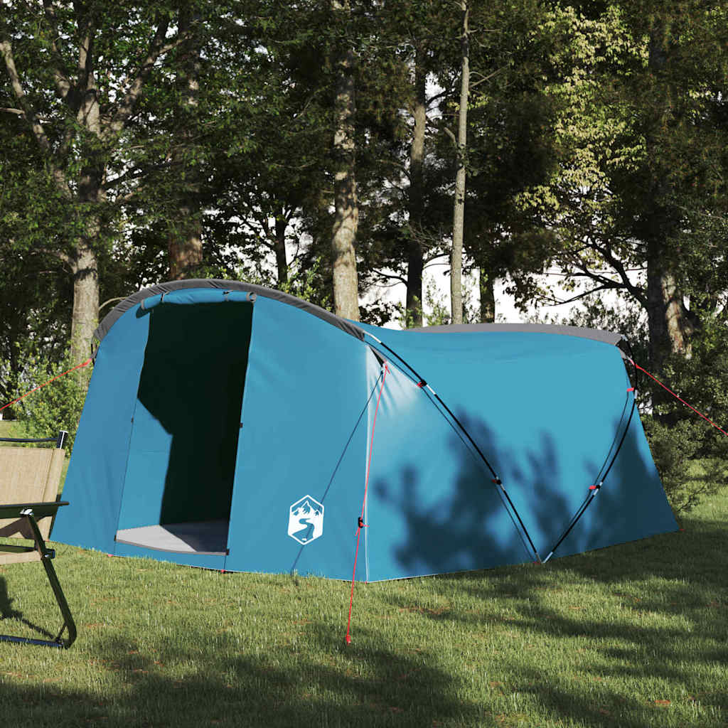 Tunnel Tent 4-Person met dak Blauw en Grijs 318 x 275 x 140 cm is nu te koop bij PeponiXL, paradijselijk wonen!